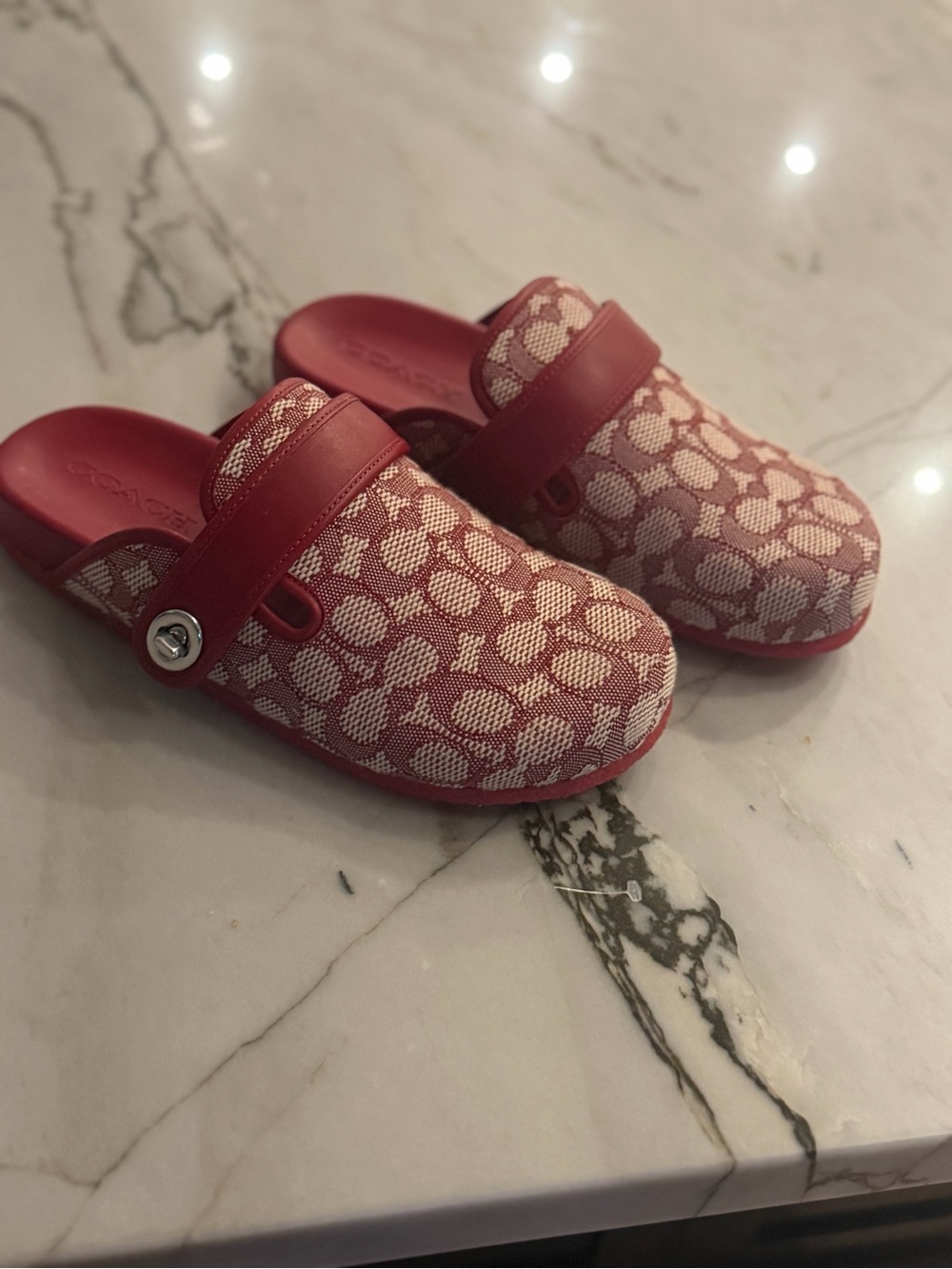 Coach Red Signature Slip-On Clogs size 9